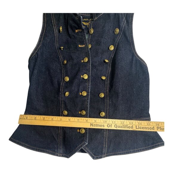 Ralph Lauren Denim Military Style Vest S Double Breasted Gold Buttons 1967 Desig - Picture 2 of 13